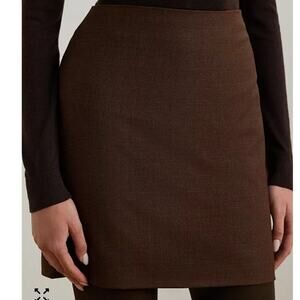 Ralph Lauren Glen Plaid Light Wool Pencil Mini Skirt Petite